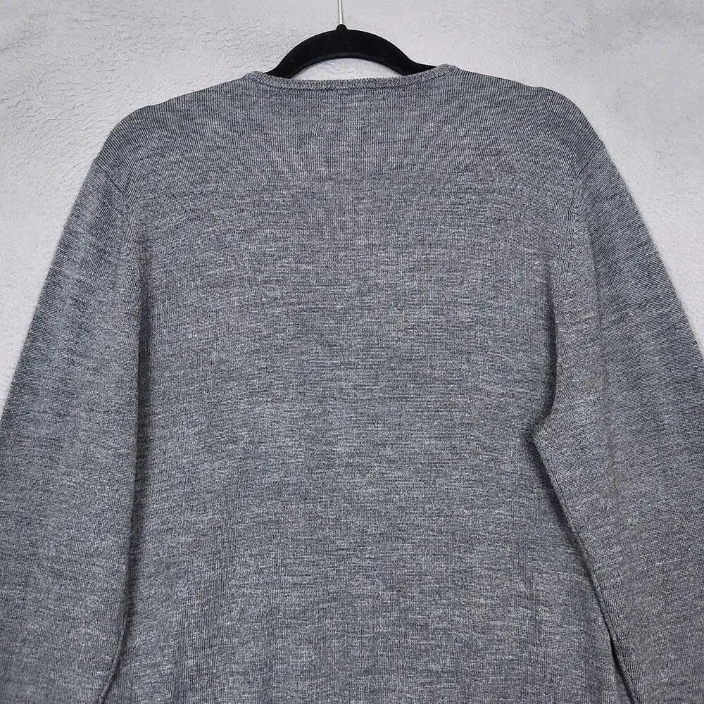 Bonobos Sweater Mens Medium Gray Merino Wool V Neck Pullover Lightweight Knit